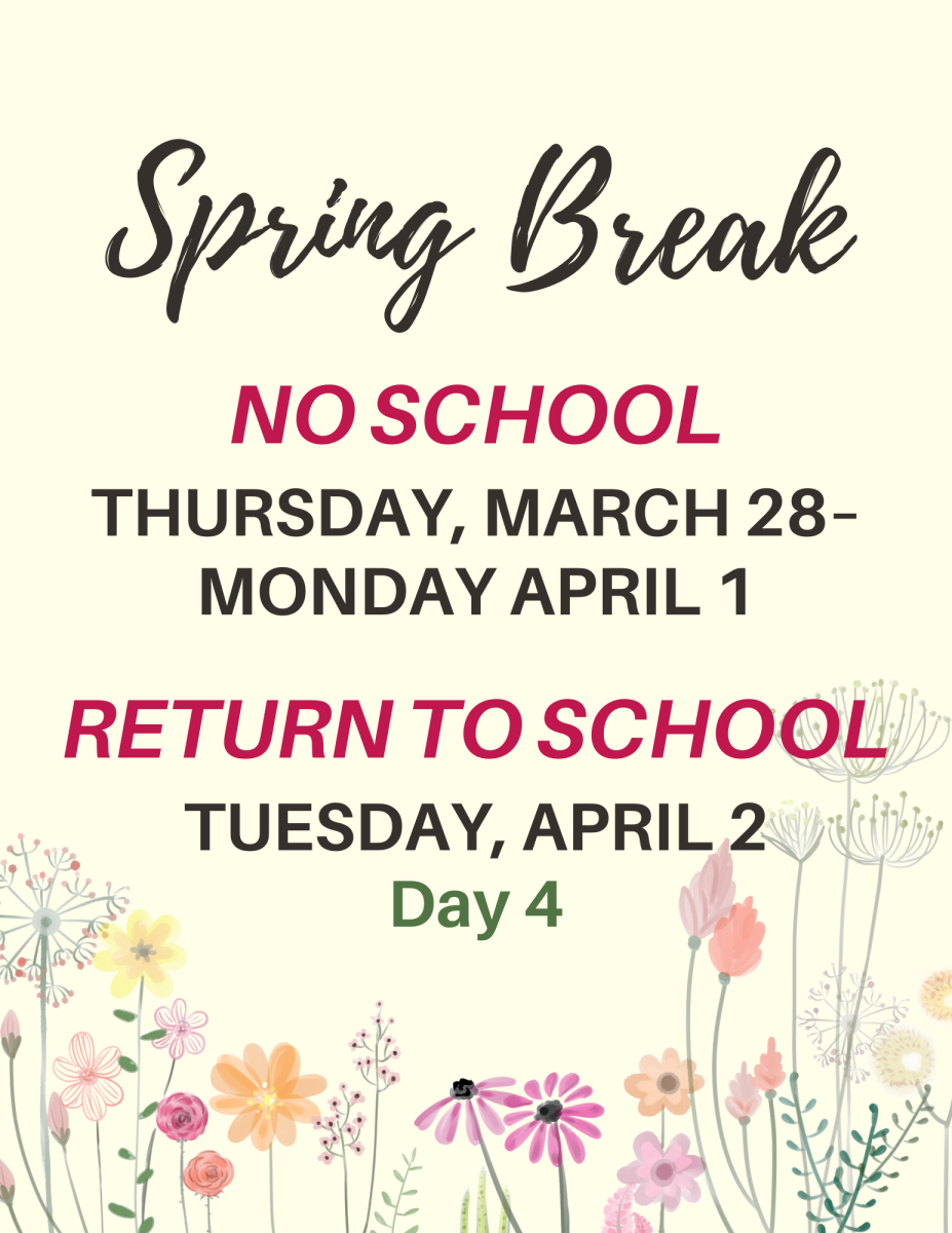 Spring Break Announcement with link to PDF