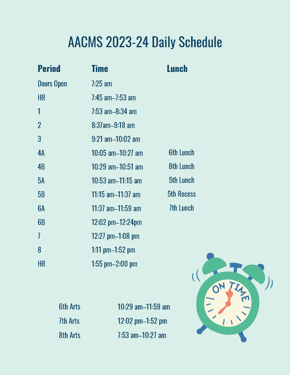 AACMS Daily Schedule Flyer with link to Word Document