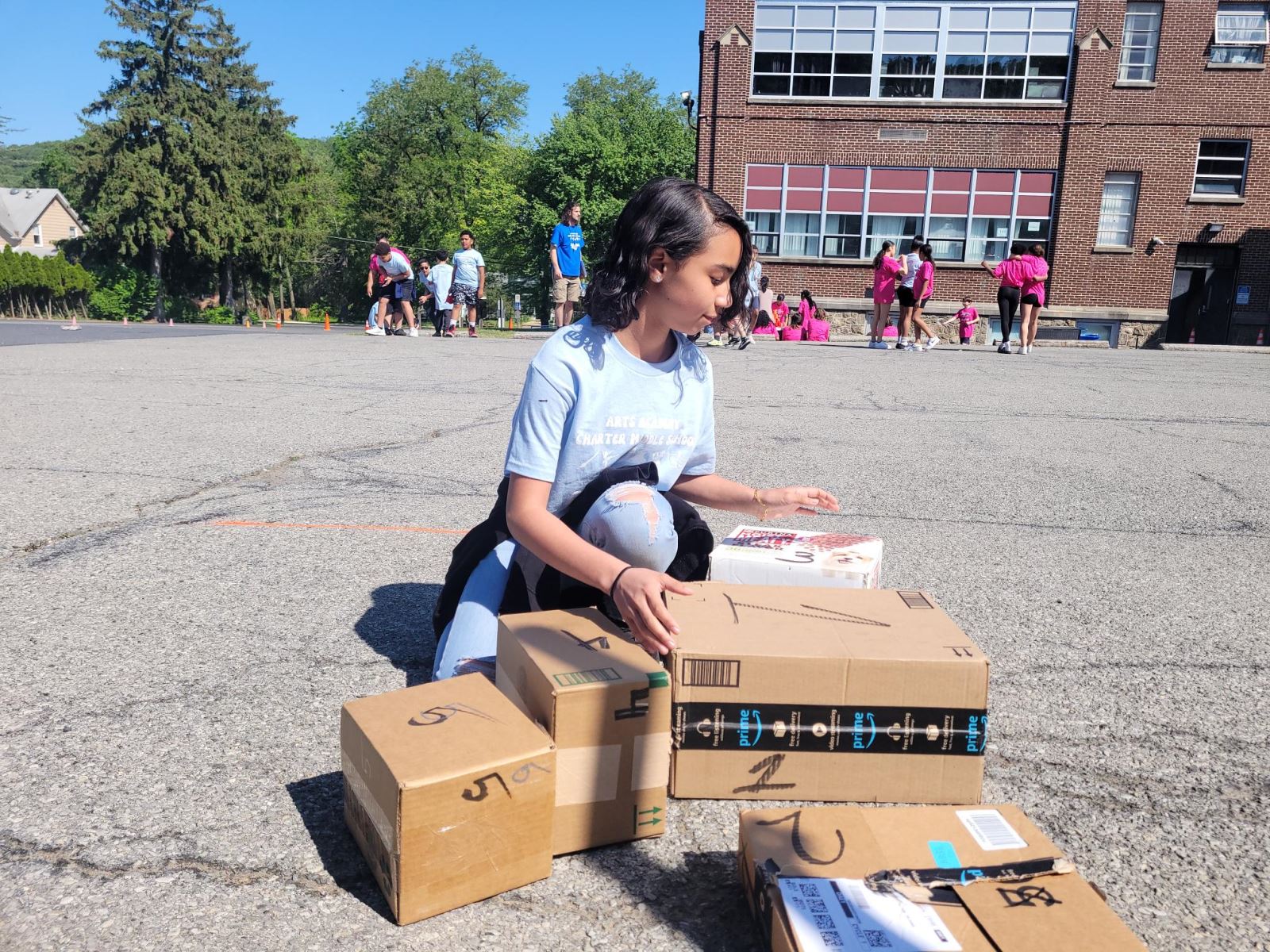 students participating in field day activities